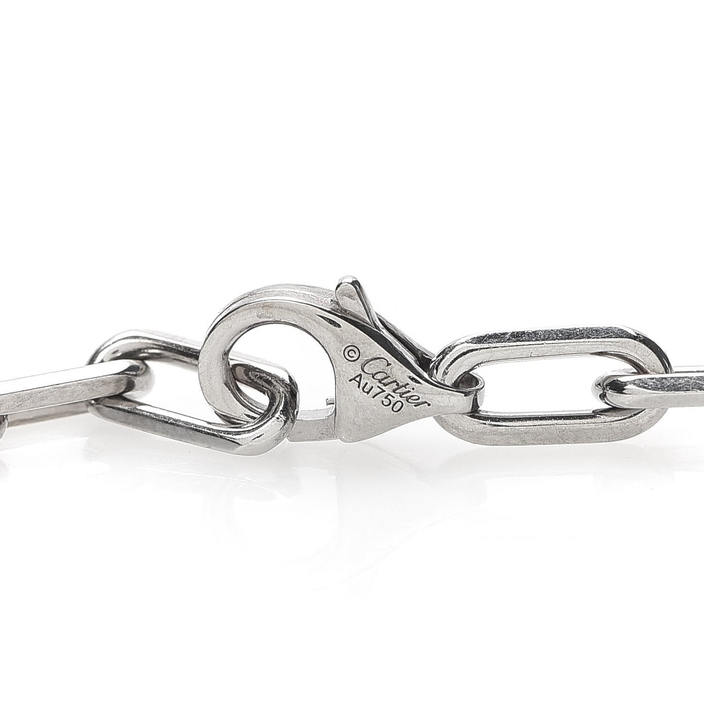 18K White Gold SM Santos De Cartier Link Necklace