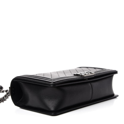 Chanel Metallic Calfskin Quilted New Medium Boy Flap Black 5 of 13