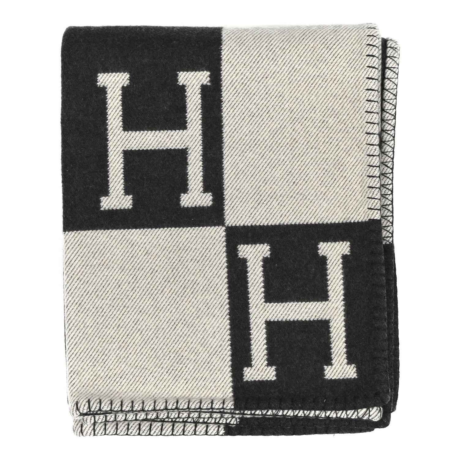 Hermes Wool Cashmere Avalon Blanket Ecru Gris Fonce 1 of 3