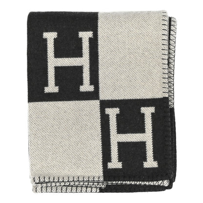 Hermes Wool Cashmere Avalon Blanket Ecru Gris Fonce 1 of 3