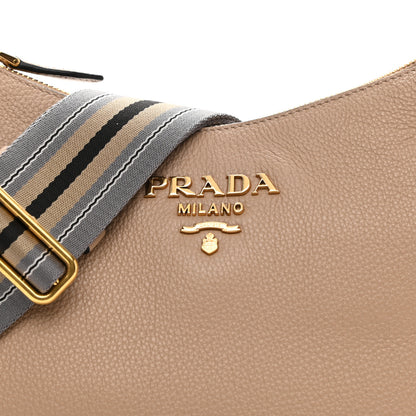 Prada Vitello Phenix Zippered Messenger Hobo Cammeo 8 of 11