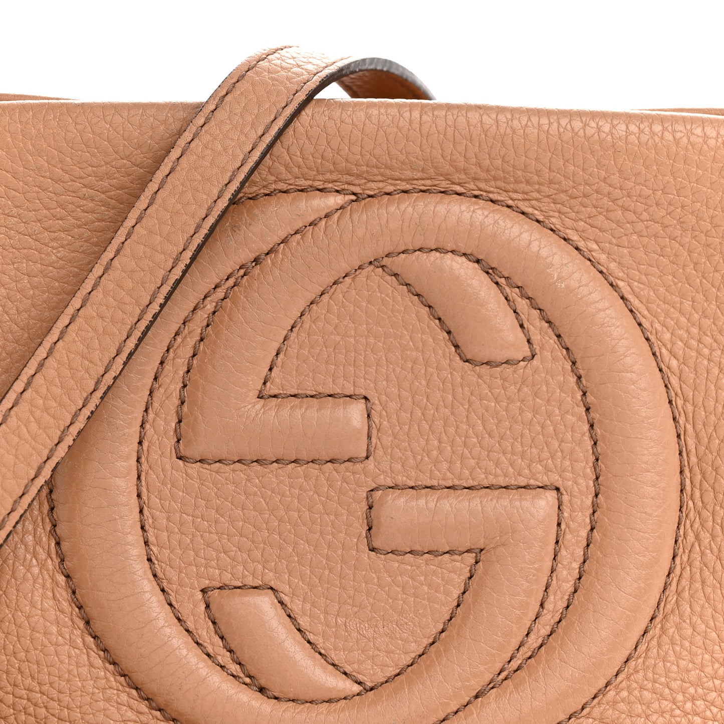 Pebbled Calfskin Small Soho Disco Bag Rose Beige