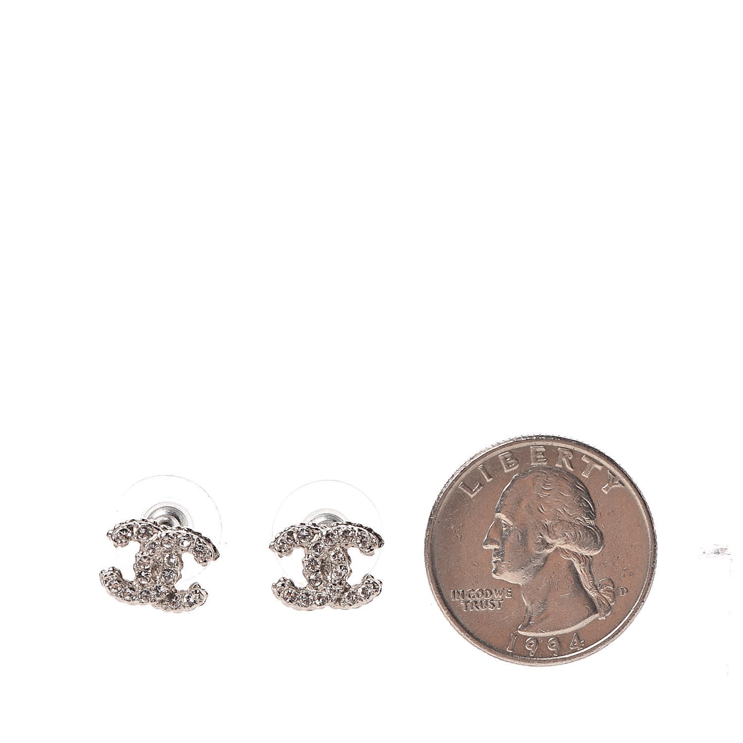 Chanel Crystal CC Earrings Silver 2 of 4