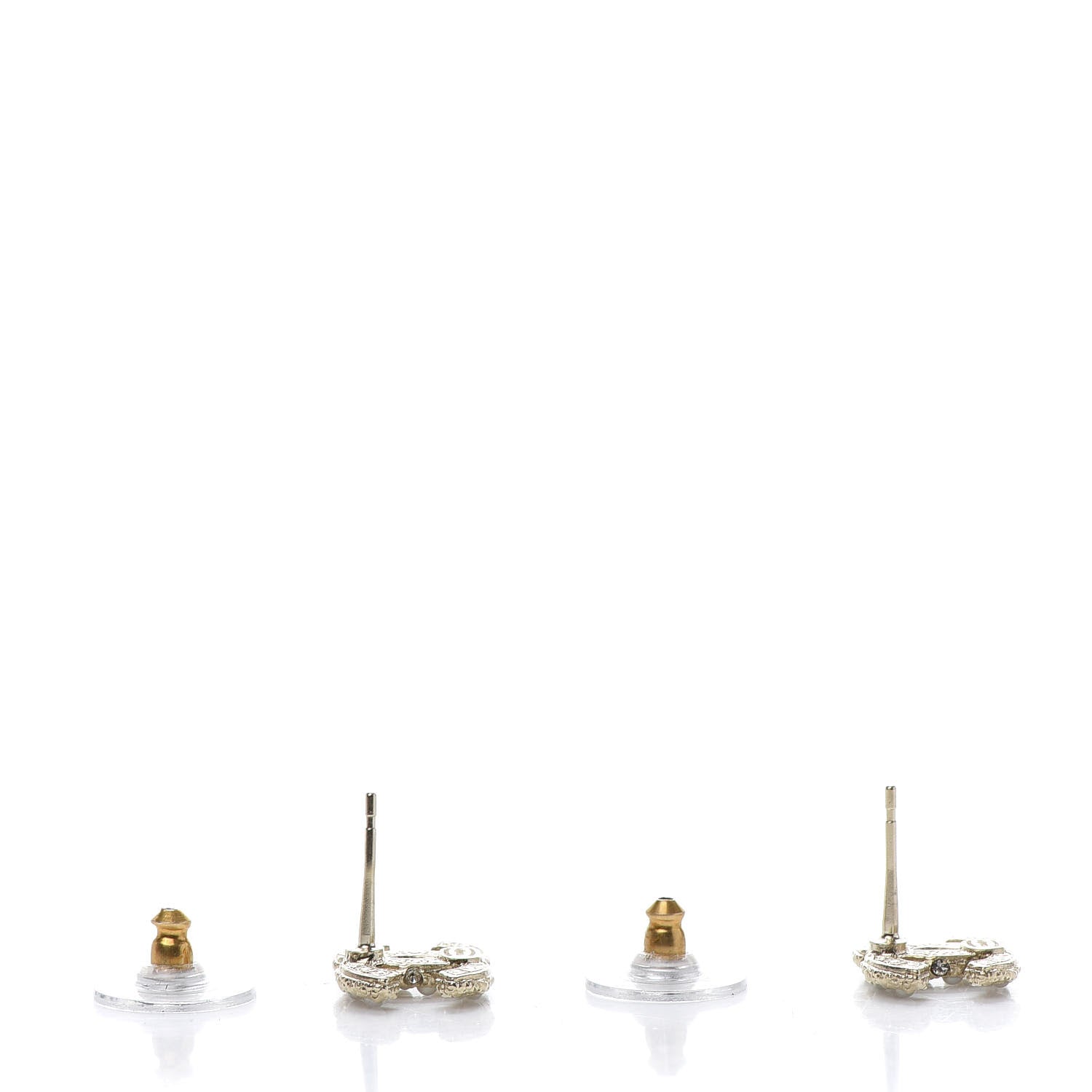 Chanel Metal Graduated Pearl Crystal CC Earrings Light Gold 3 of 5