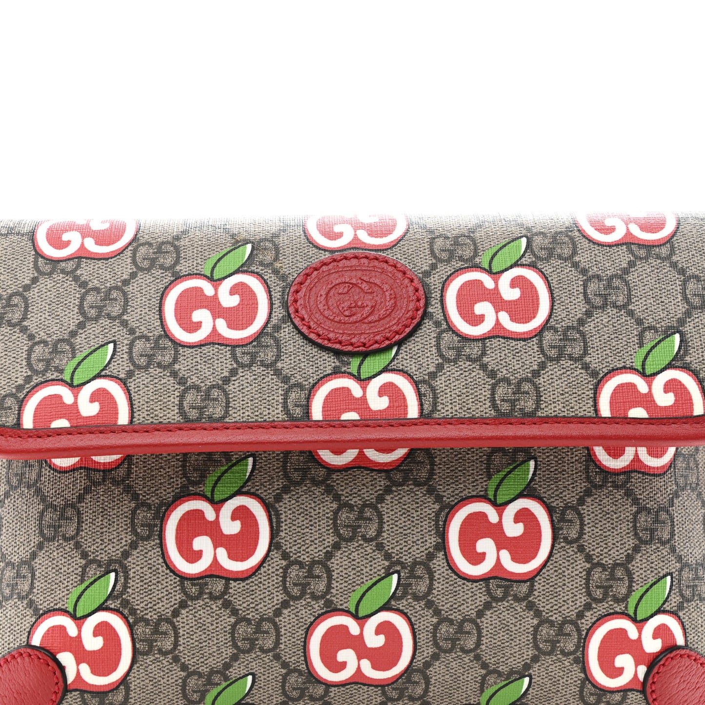 GG Supreme Monogram Apple Interlocking G Belt Bag Beige Multicolor Lobster Red