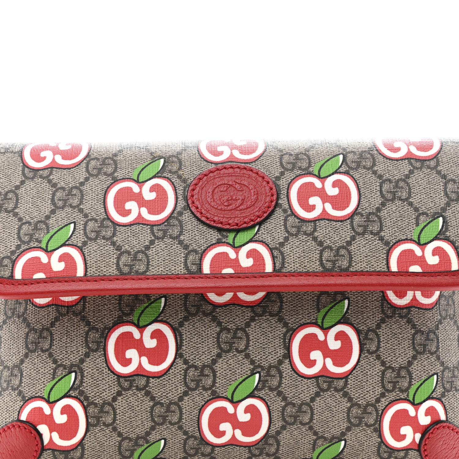 Gucci GG Supreme Monogram Apple Interlocking G Belt Bag Beige Multicolor Lobster Red 8 of 11