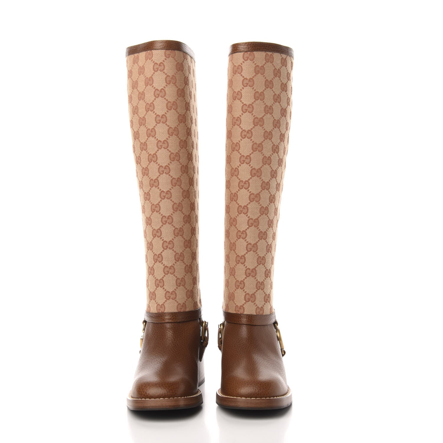 Gucci Monogram Canvas GG Boots 37.5 Beige Ruggine 2 of 11