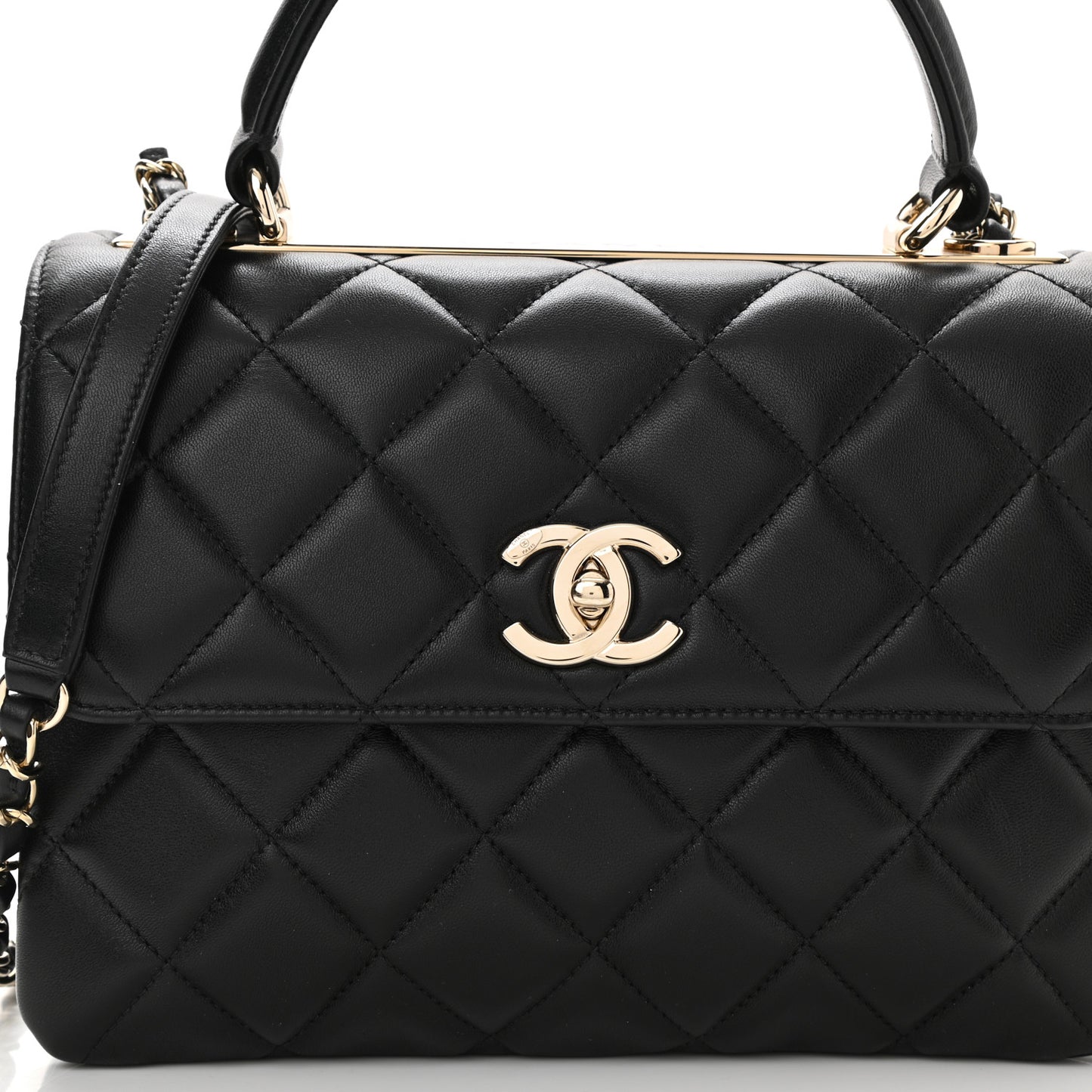 Lambskin Quilted Small Trendy CC Dual Handle Flap Bag Black