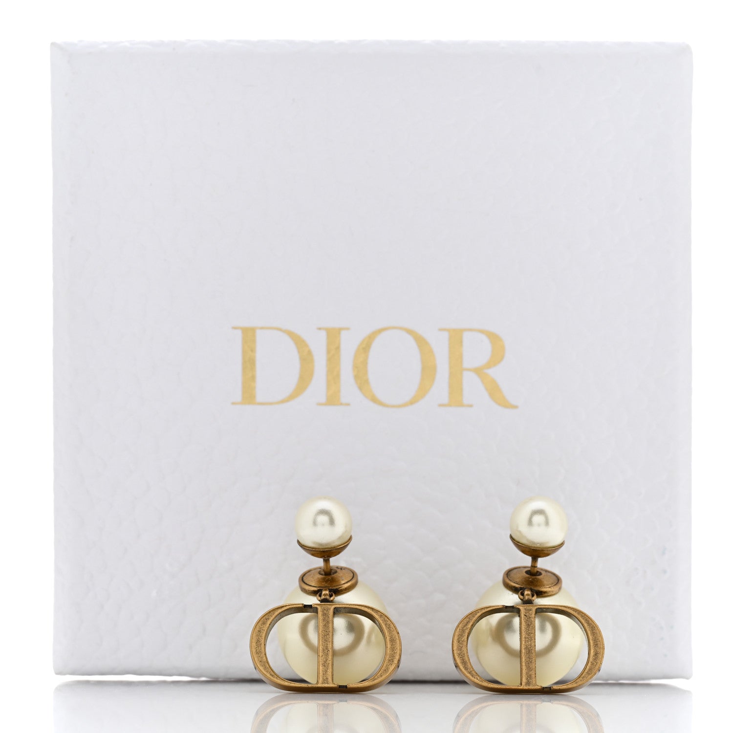 Christian Dior Pearl Logo Drop Earrings Gold 5 of 5