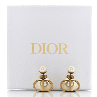 Christian Dior Pearl Logo Drop Earrings Gold 5 of 5