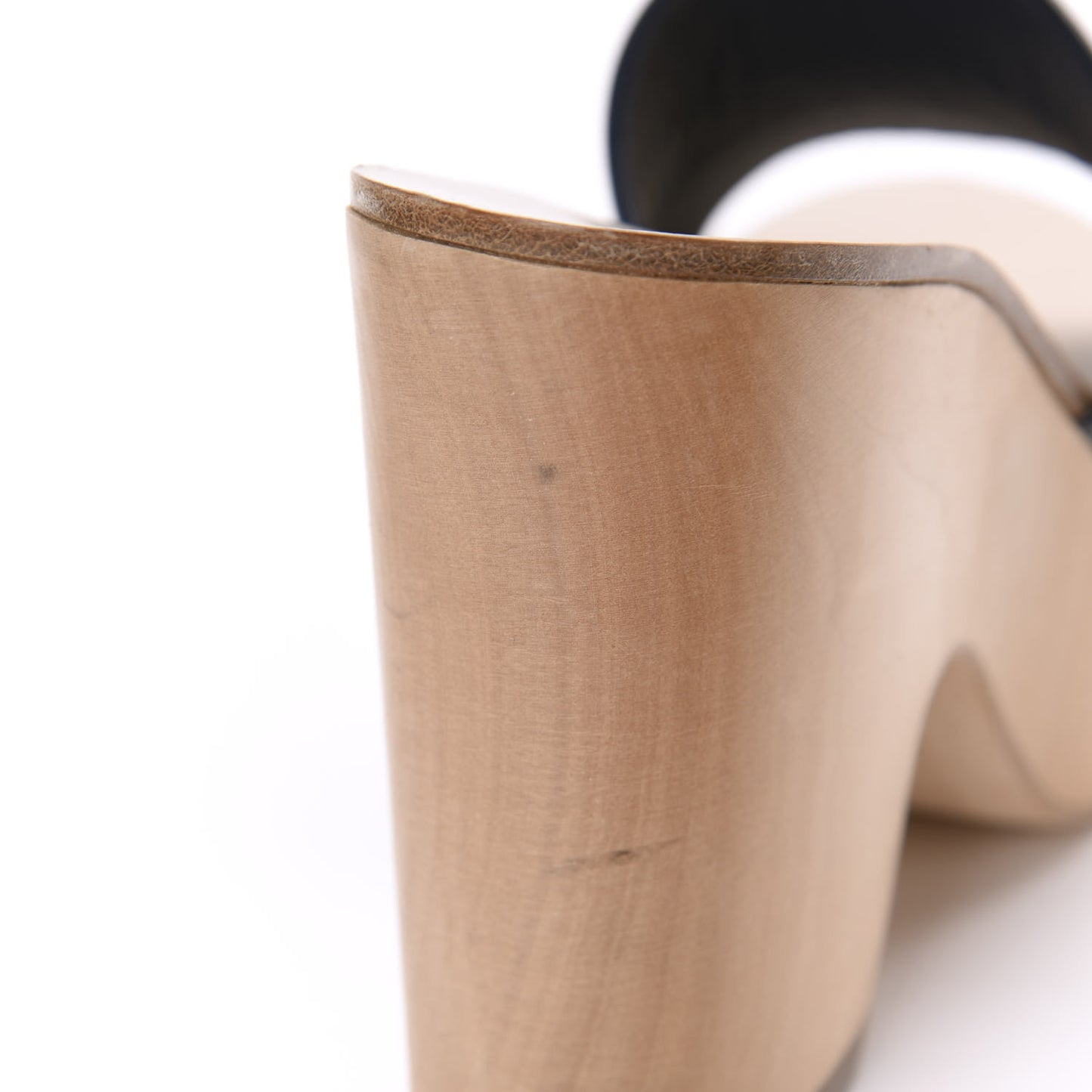Patent Calfskin Wood CC Mules 39.5 Black Ivory