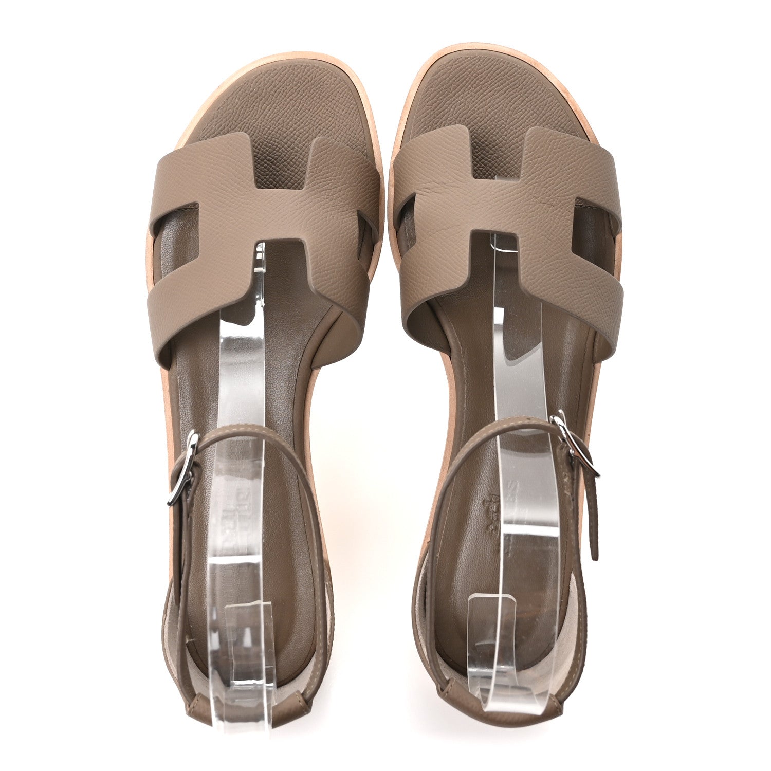 Hermes Epsom Santorini Sandals 39 Etoupe 2 of 10