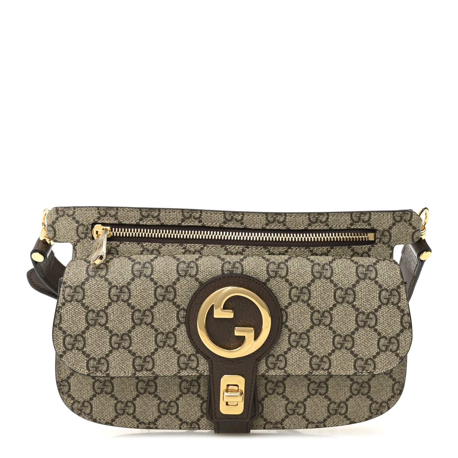 Gucci GG Supreme Monogram Textured Dollar Calfskin Blondie Belt Bag Beige Ebony New Acero 1 of 21
