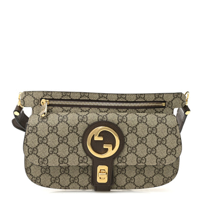 Gucci GG Supreme Monogram Textured Dollar Calfskin Blondie Belt Bag Beige Ebony New Acero 1 of 21