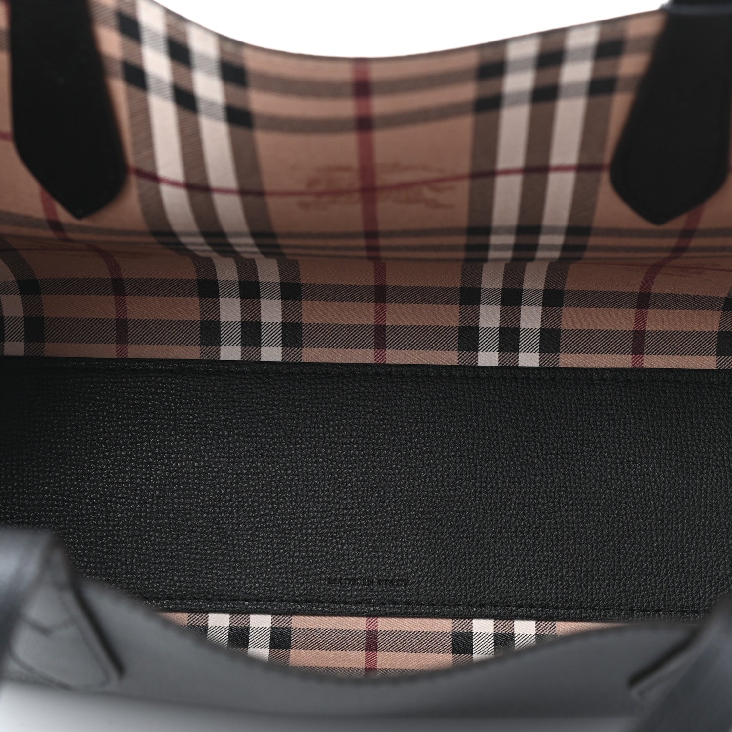 Burberry Grainy Calfskin Haymarket Check Medium Reversible Tote Black 4 of 6