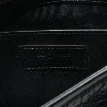 Saint Laurent Crinkled Calfskin Matelasse Monogram Baby Niki Chain Satchel Black 6 of 9