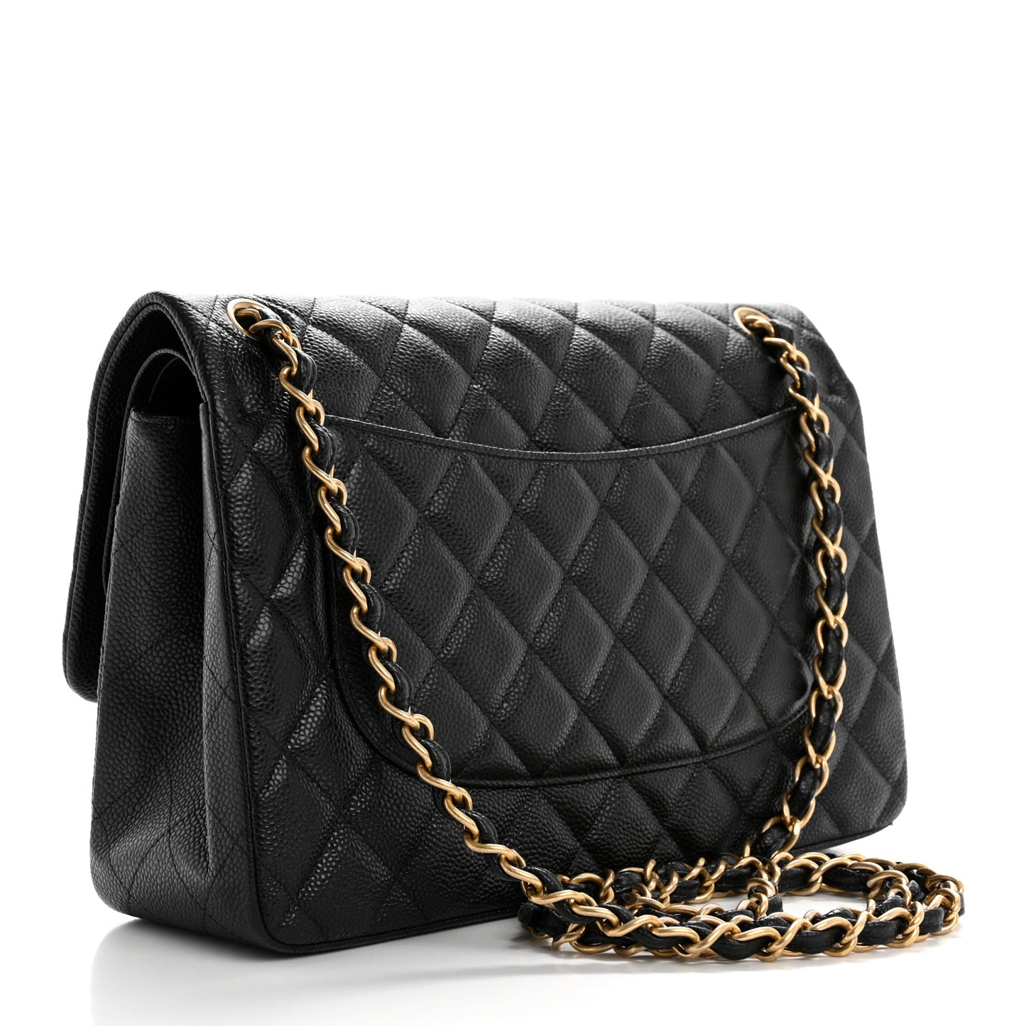 Caviar Quilted Jumbo Double Flap Black