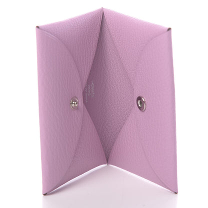 Hermes Chevre Mysore Calvi Card Case Mauve Sylvestre 7 of 8