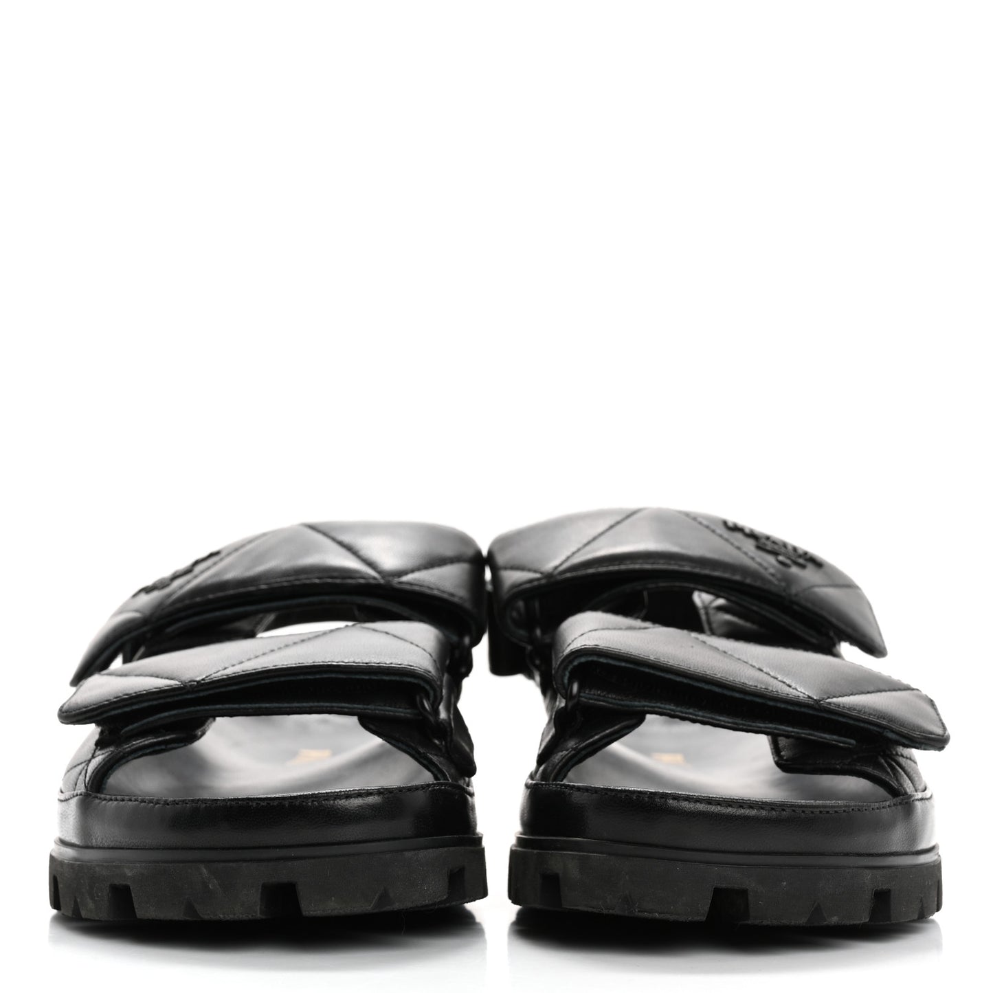 Nappa Quilted Padded Slingback Sandals 37.5 Black