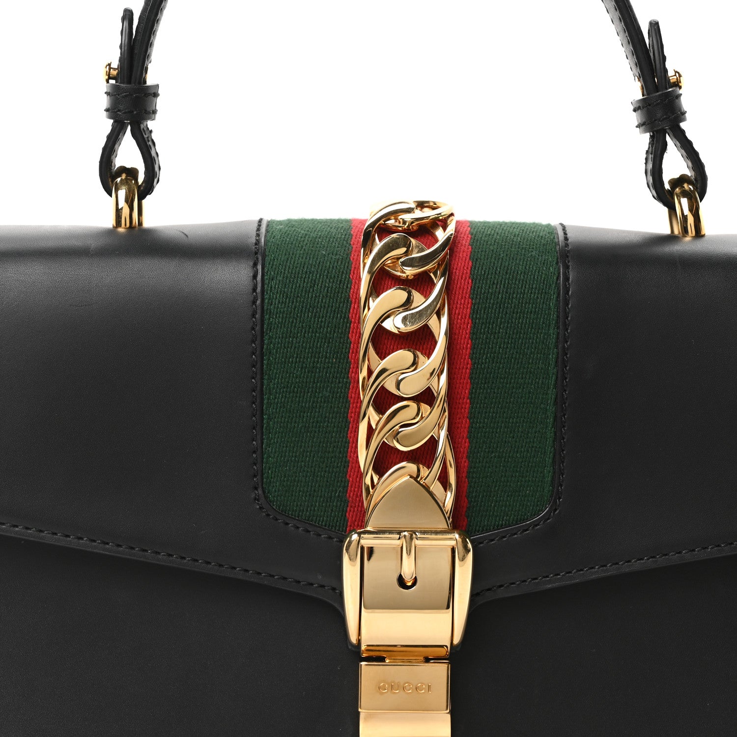 Gucci Calfskin Medium Sylvie Top Handle Bag Black 8 of 10