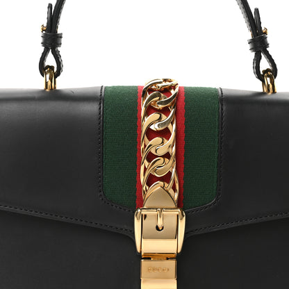 Gucci Calfskin Medium Sylvie Top Handle Bag Black 8 of 10