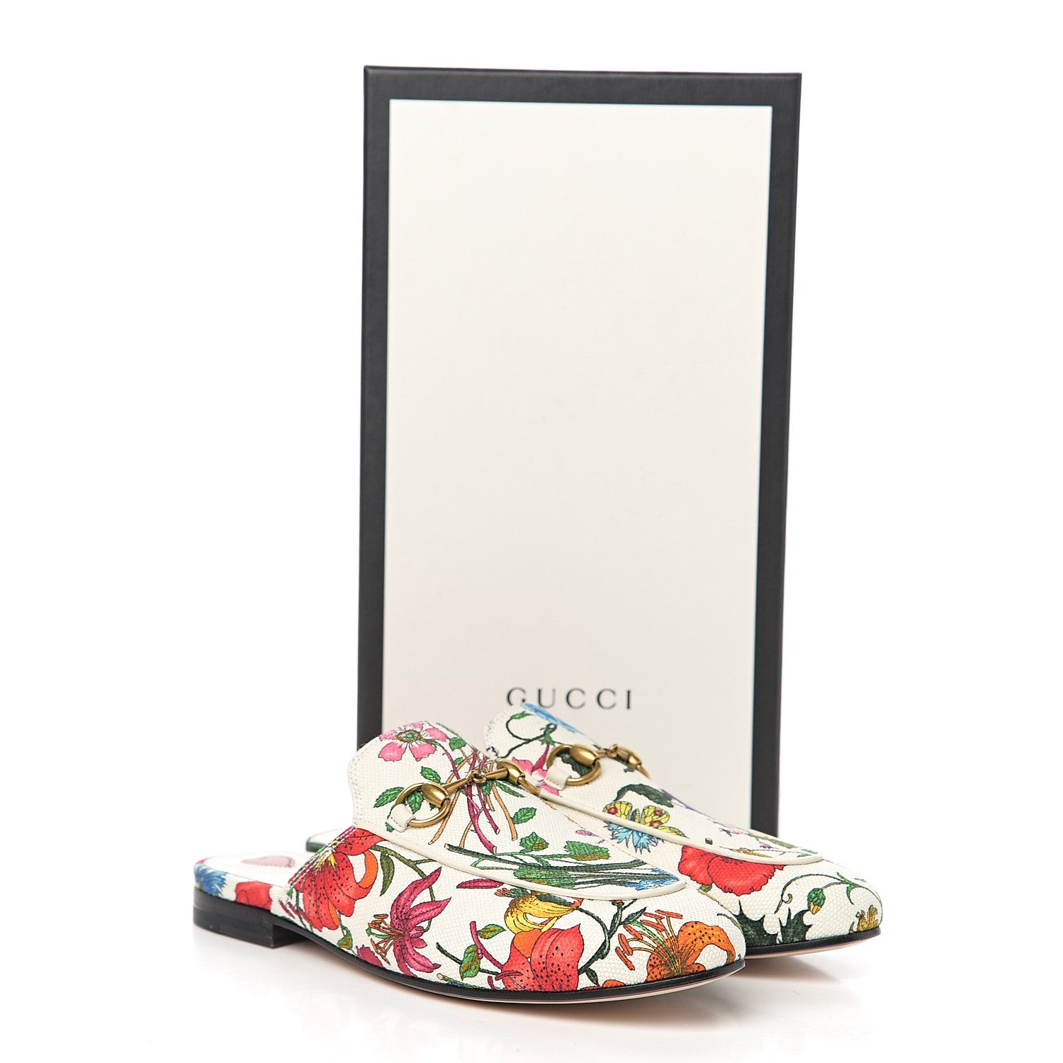 Gucci Canvas Flora Womens Princetown Slippers 36 White Multicolor 9 of 9