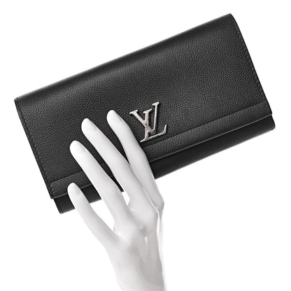 Louis Vuitton Calfskin Lockme II Wallet Black 2 of 11