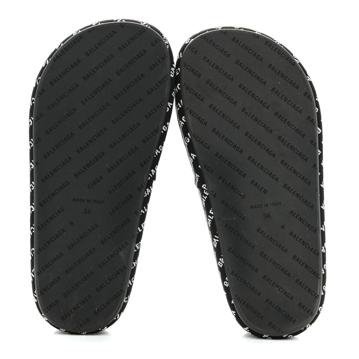 Jacquard Allover Logo Rise Platform Sandals 36 Black White