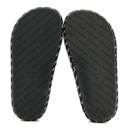 Balenciaga Jacquard Allover Logo Rise Platform Sandals 36 Black White 6 of 8
