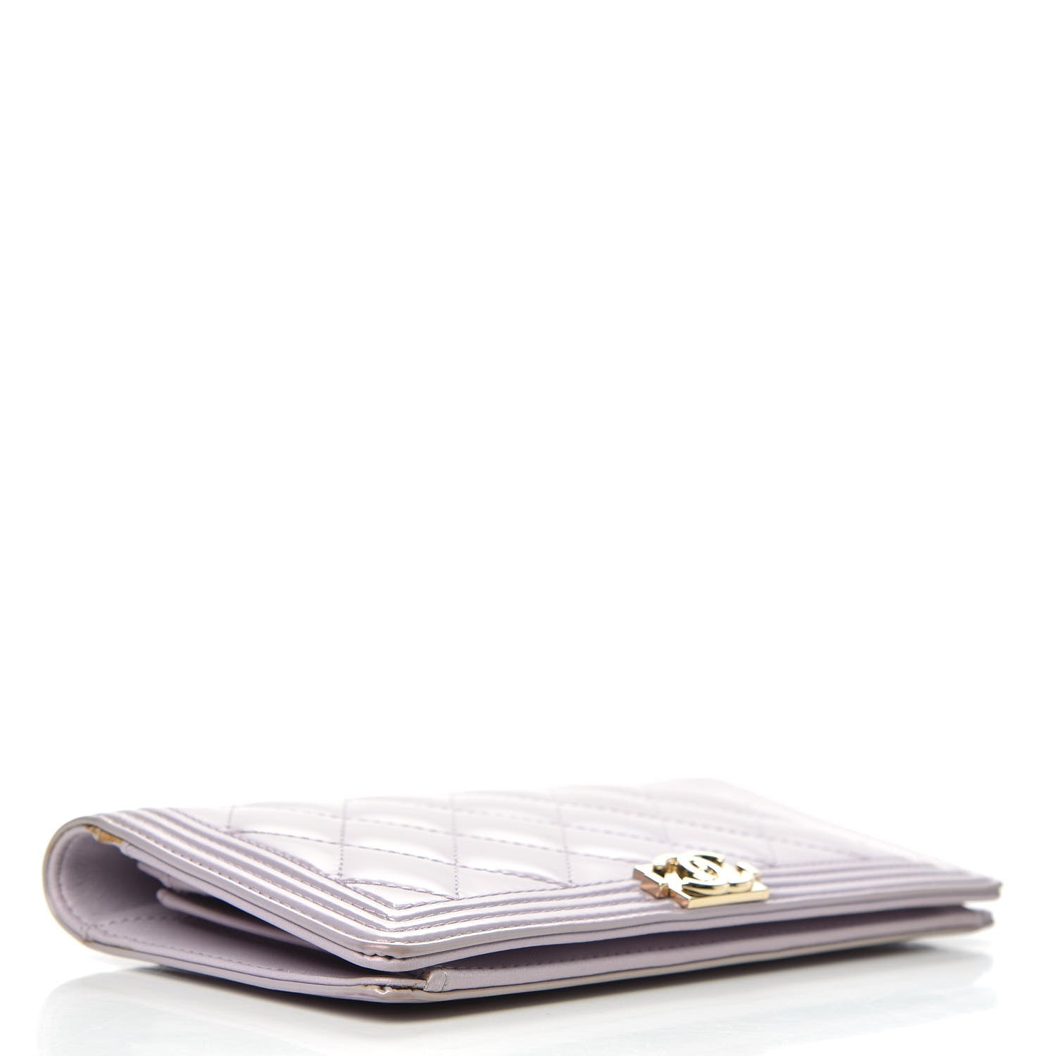 Chanel Metallic Patent Calfskin Quilted Boy Yen Wallet Purple 4 of 12