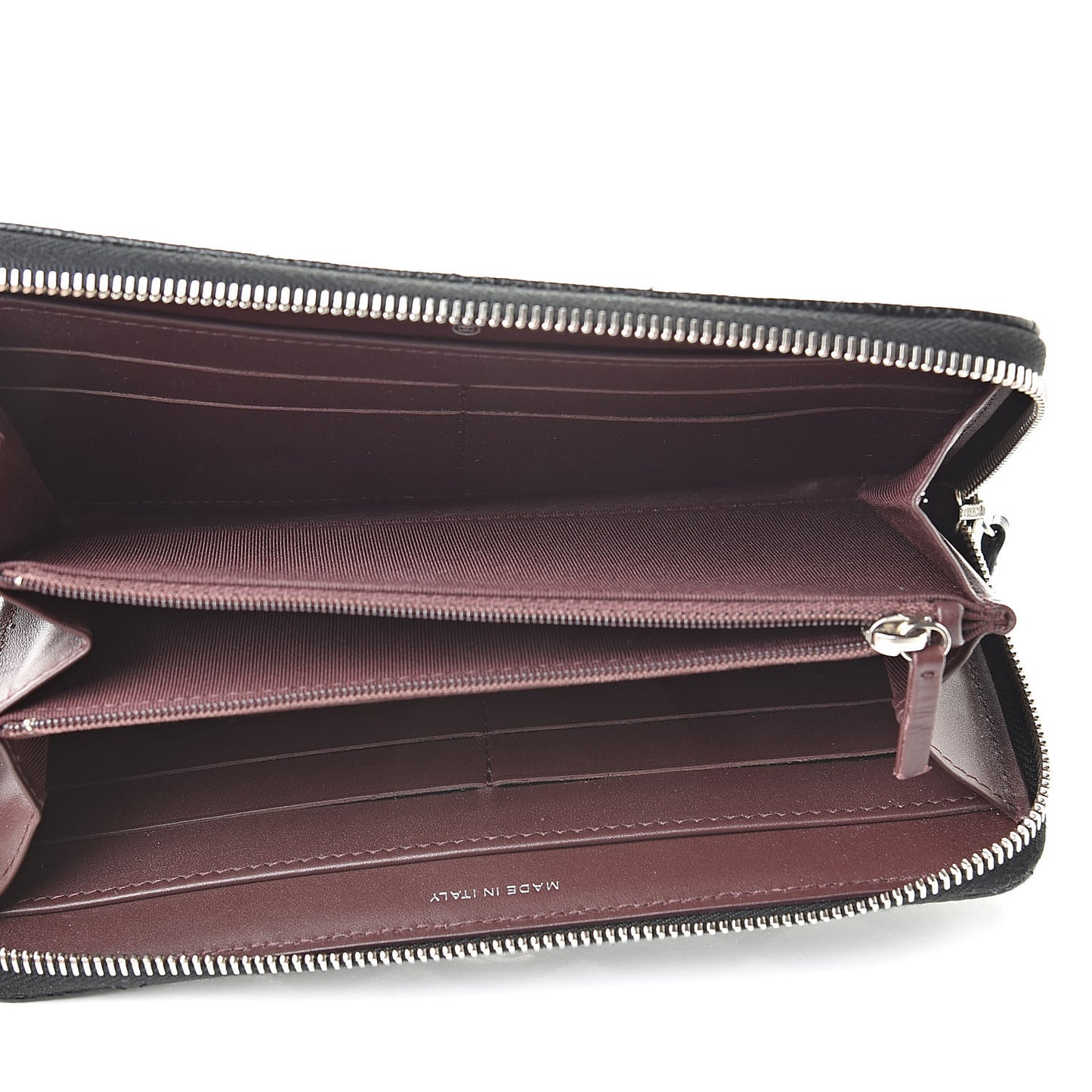 Caviar Quilted Large Gusset Zip Around Wallet Black