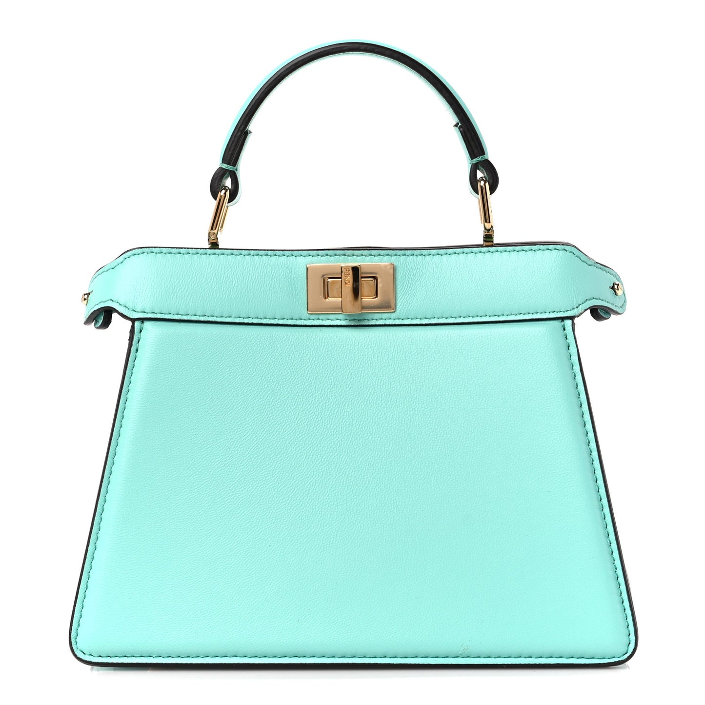 Shiny Nappa Petite Peekaboo I SEE U Satchel Spring Turquoise