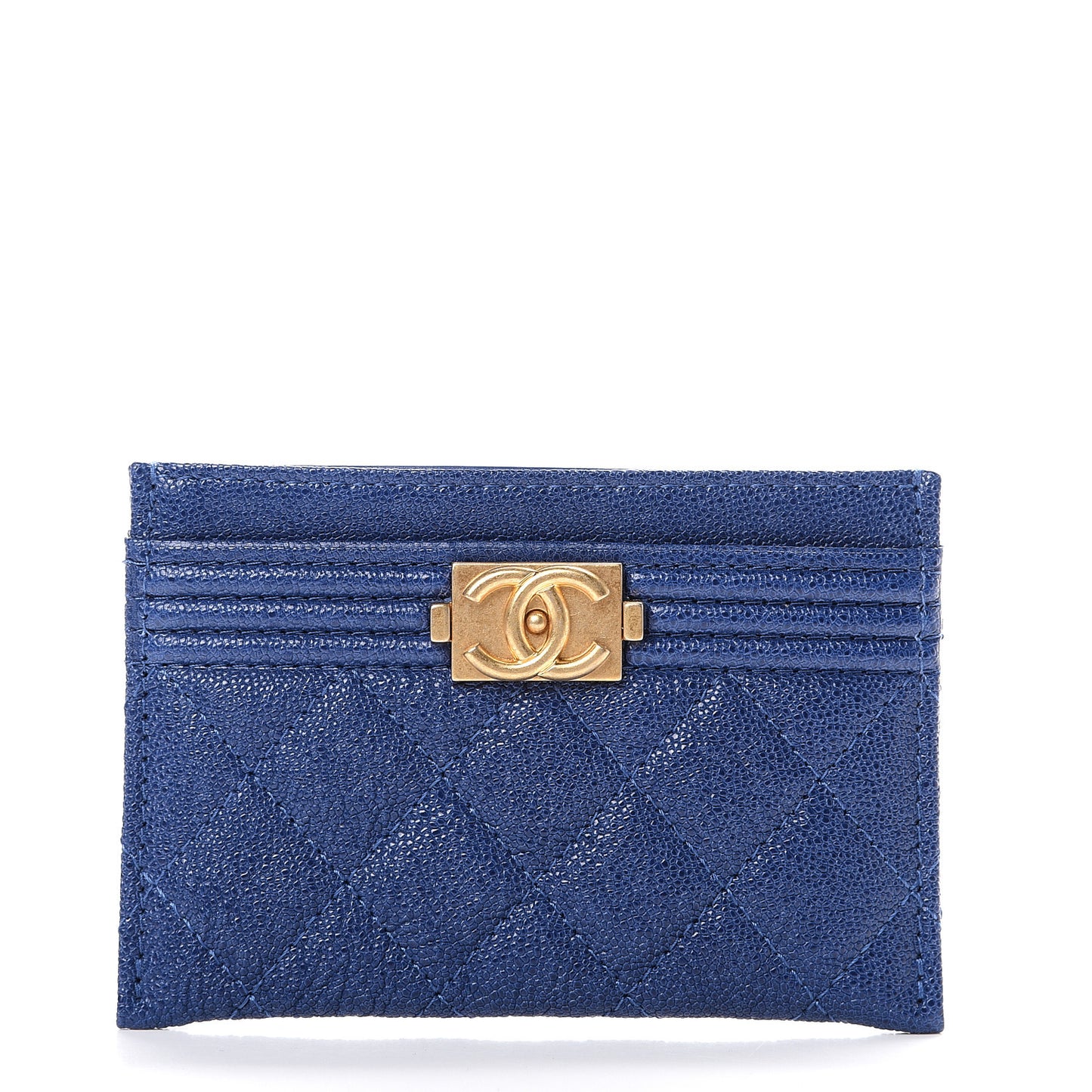Caviar Quilted Boy Card Holder Blue