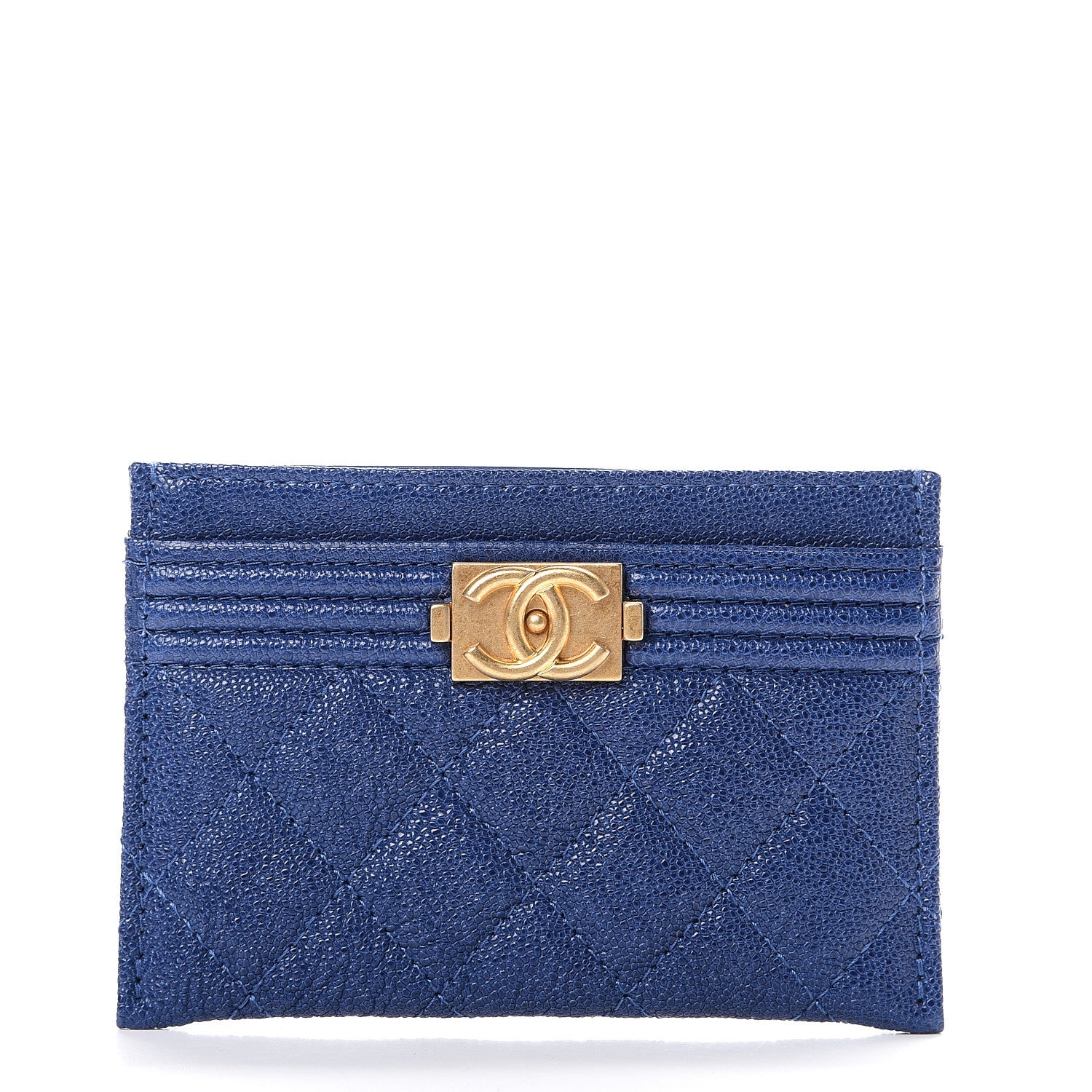 Chanel Caviar Quilted Boy Card Holder Blue 1 of 7