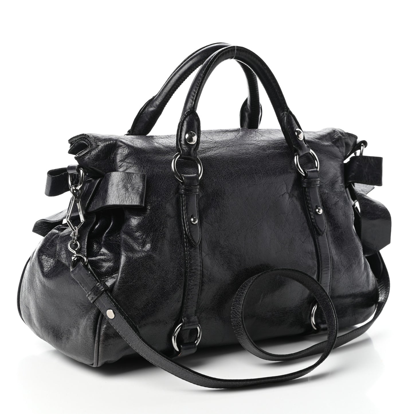 Vitello Lux Medium Bow Bag Bluette