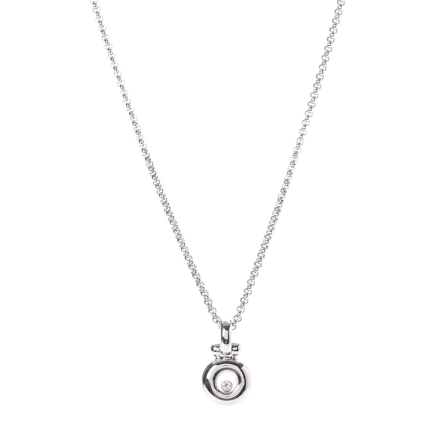 18K White Gold Diamond Happy Pendant Necklace