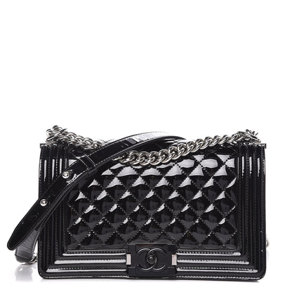 Chanel Patent Calfskin Quilted Medium Plexiglass Boy Flap Black 1 of 15