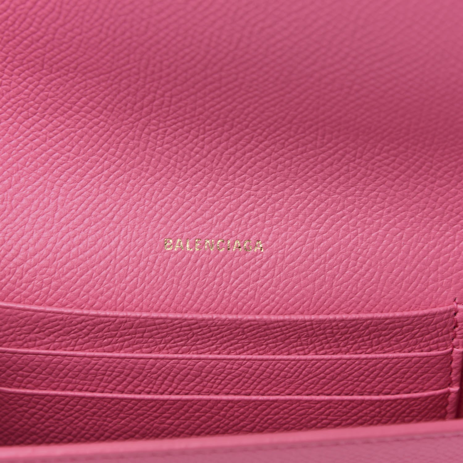 Balenciaga Signature Grained Calfskin Logo Ville Wallet on Chain Bubble Gum Black 6 of 10