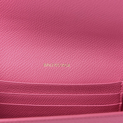 Balenciaga Signature Grained Calfskin Logo Ville Wallet on Chain Bubble Gum Black 6 of 10