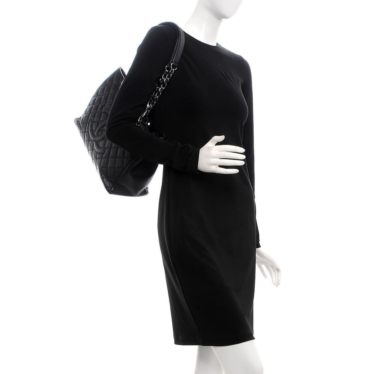 Caviar Quilted Grand Shopping Tote GST Black