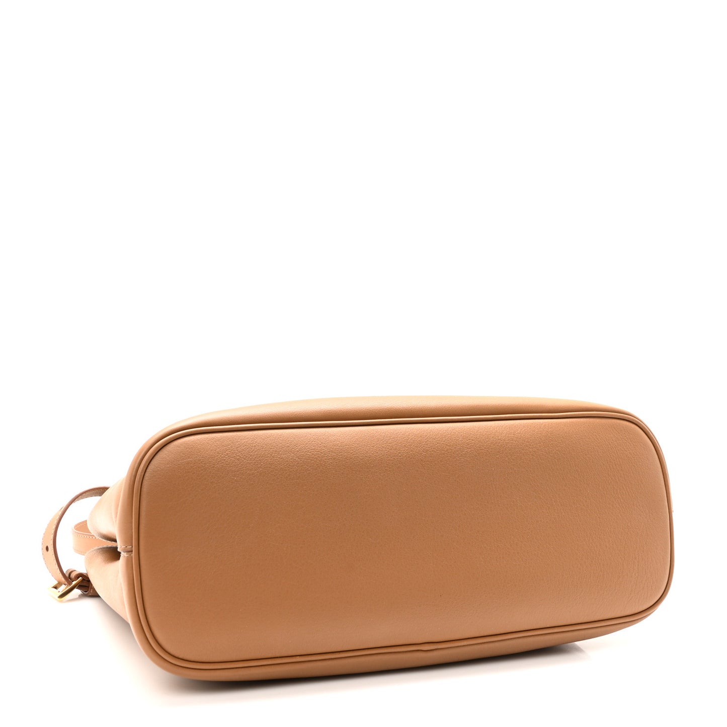 Soft Grain Calfskin Medium Double Belt Tote Caramel