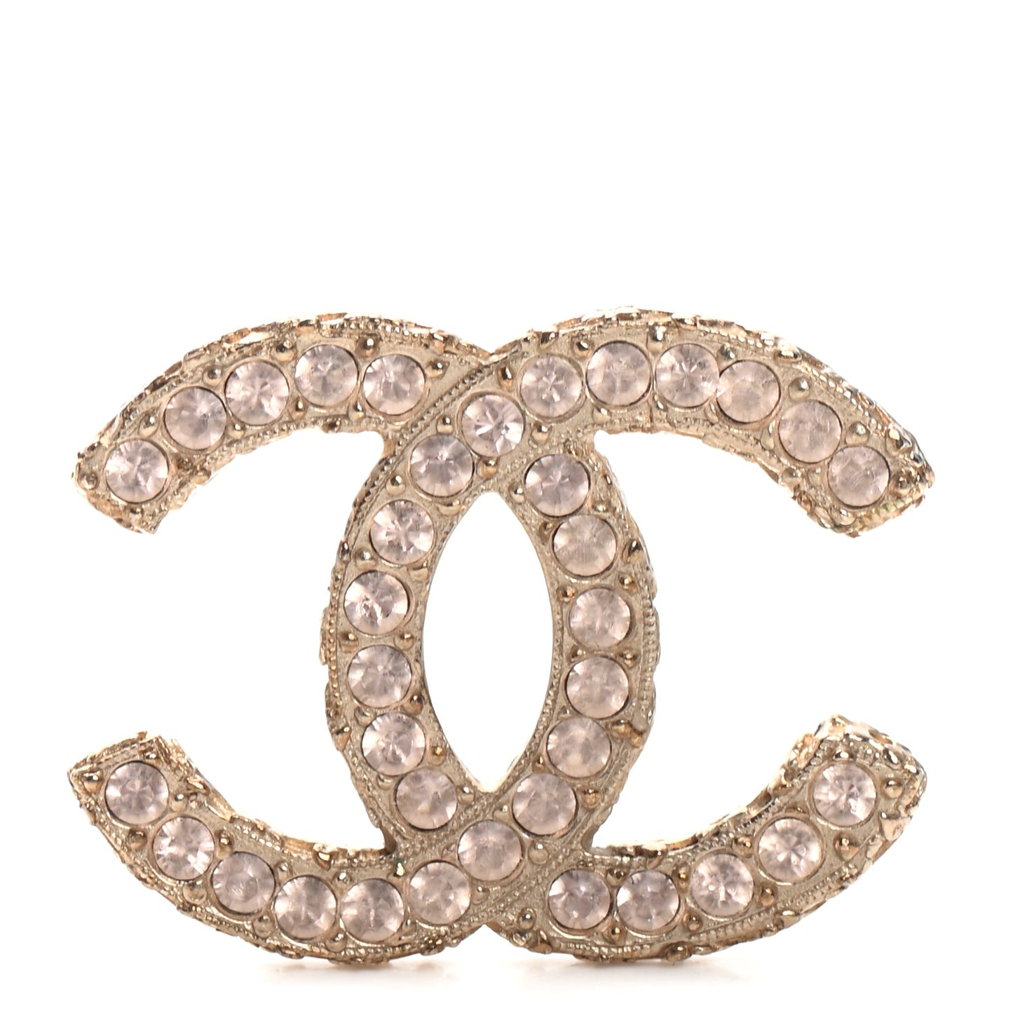 Crystal CC Brooch Light Gold Pink
