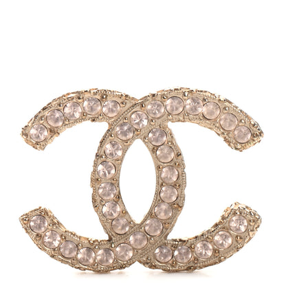 Chanel Crystal CC Brooch Light Gold Pink 1 of 4