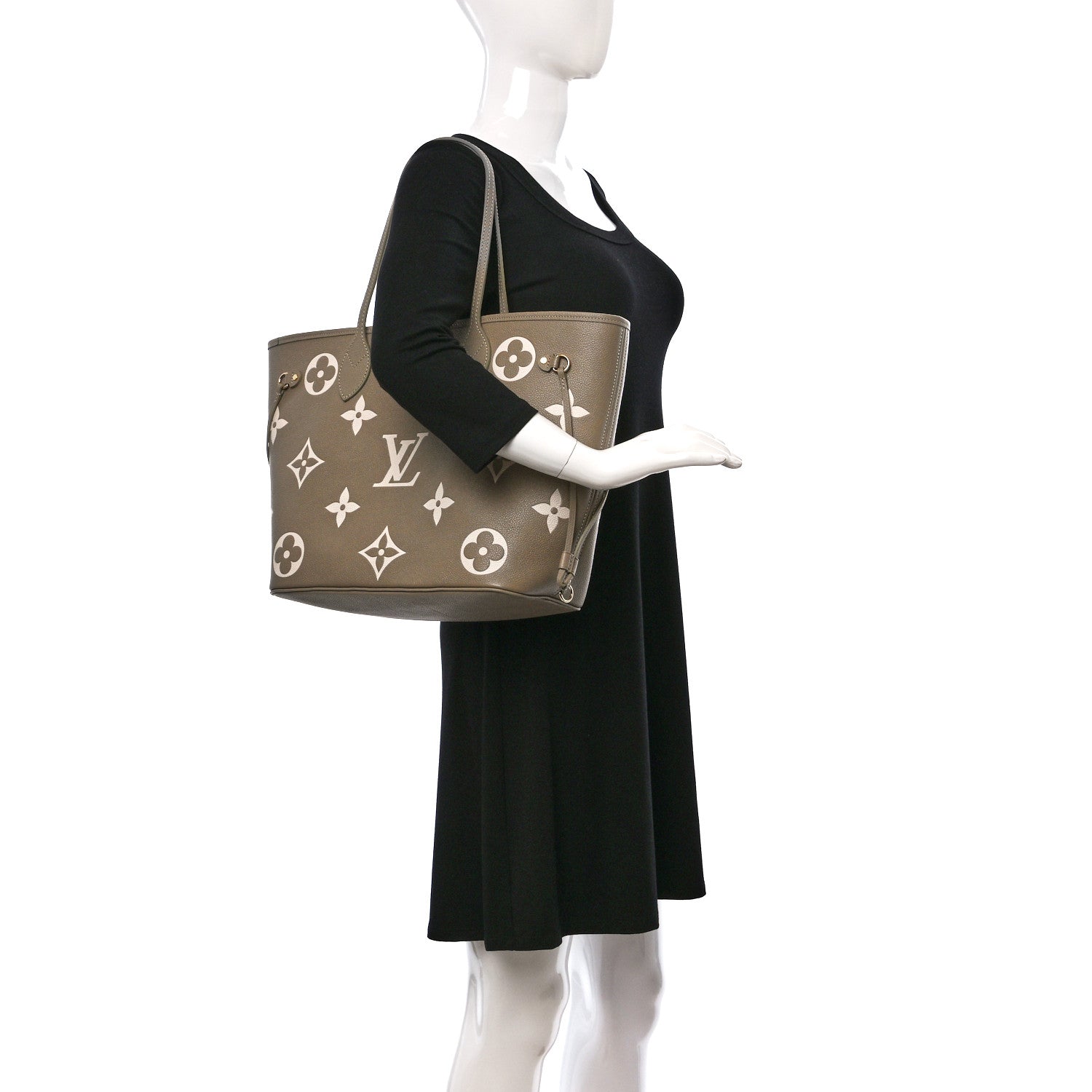 Louis Vuitton Empreinte Monogram Giant Neverfull MM Khaki Cream 3 of 9