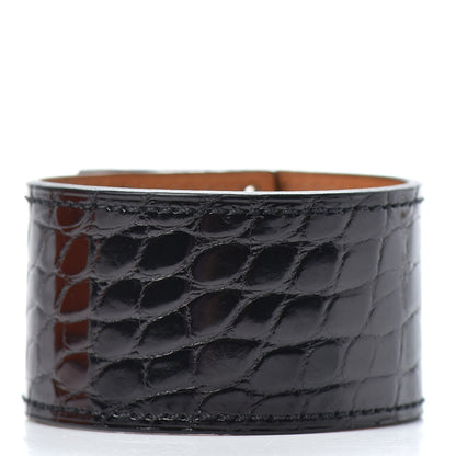 Hermes Shiny Alligator Kelly Dog Cuff Black 2 of 5