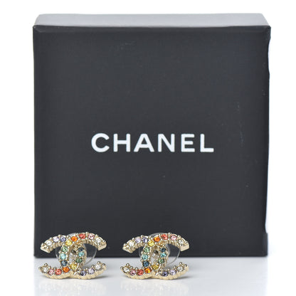 Chanel Crystal Over The Rainbow CC Earrings Gold Multicolor 5 of 5