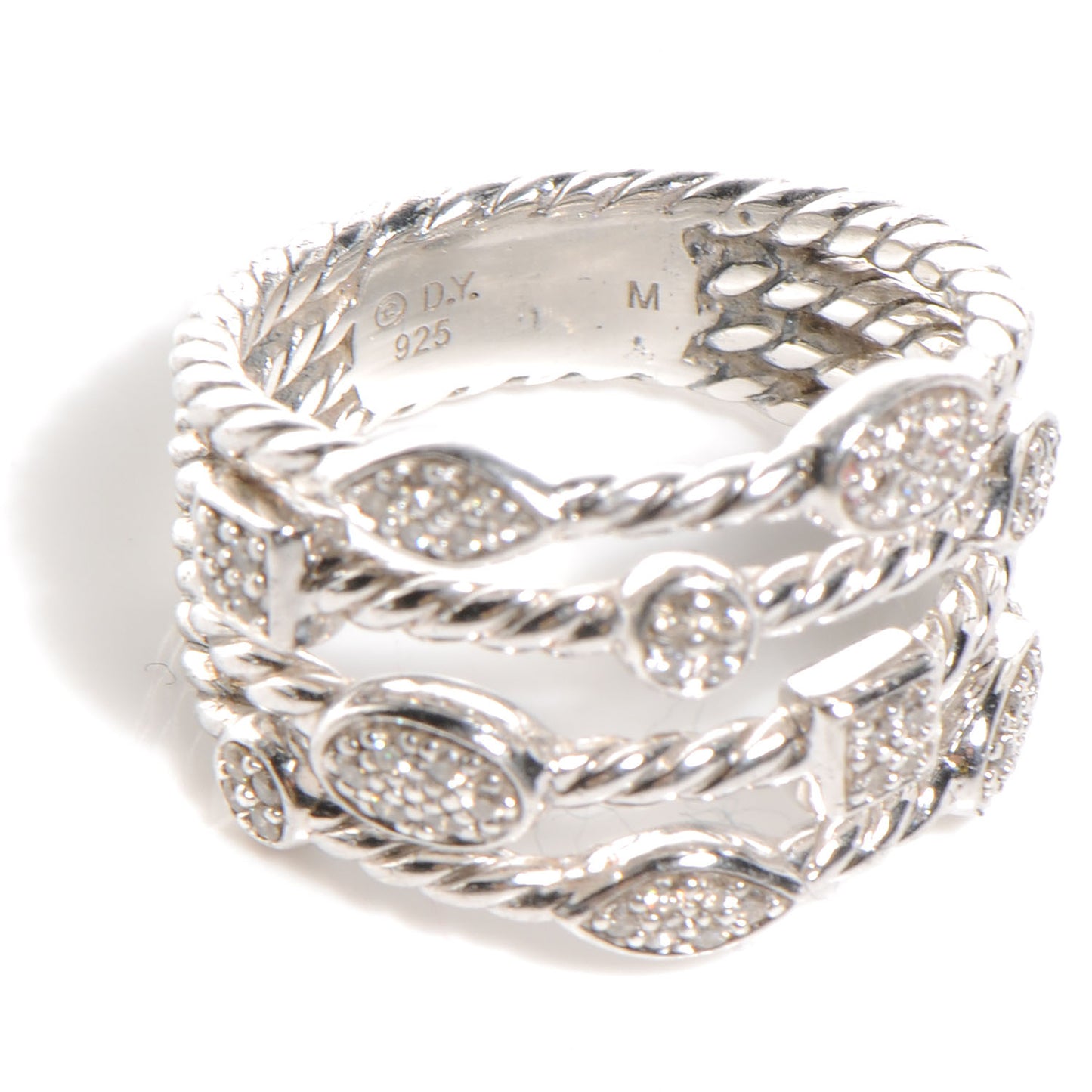 Sterling Silver Diamond Confetti 4 Row Ring 8
