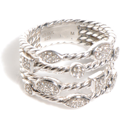 David Yurman Sterling Silver Diamond Confetti 4 Row Ring 8 3 of 6