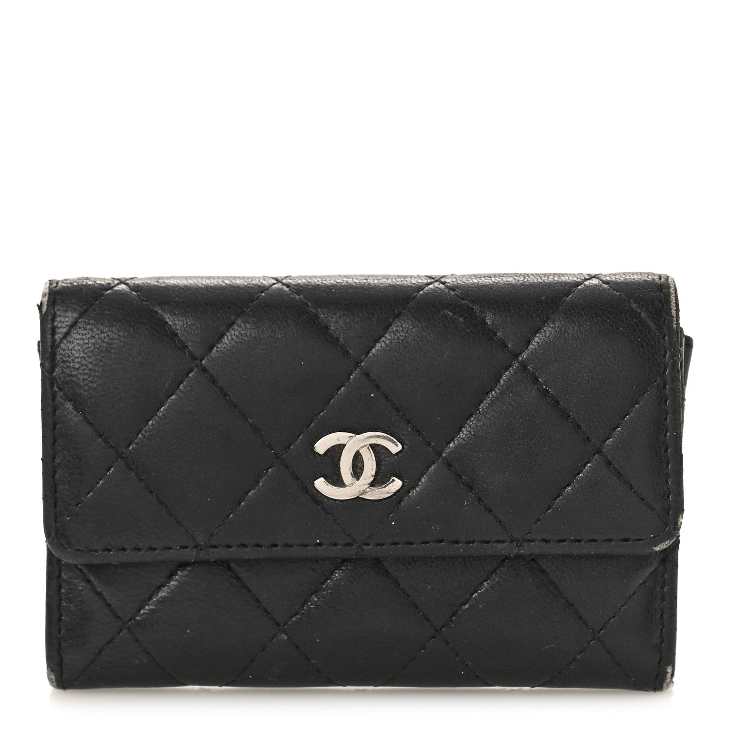 Chanel Lambskin Quilted Flap Card Holder Wallet Black 1 of 14