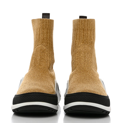 Louis Vuitton Glitter Stretch Textile Monogram LV Archlight Sneaker Boots 35.5 Gold Black 3 of 8